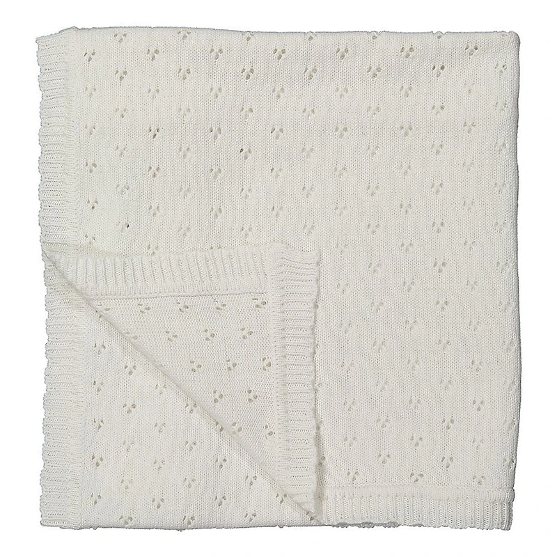 Baby Mode Signature White Pointelle Baby Blanket