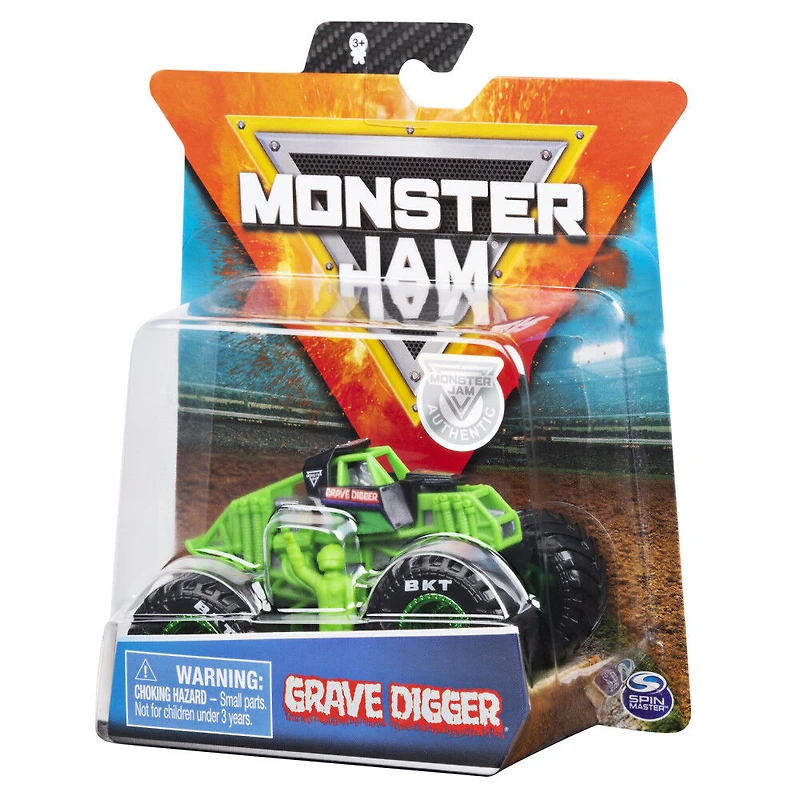 Monster Jam, Official Grave Digger Monster Truck, Die-Cast Vehicle, Training Trucks Series, 1:64 Scale