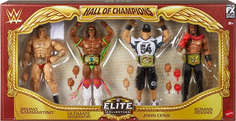 Mattel WWE Hall of Champions 4-Pack Action Figures & Accessories, 6-inch Collectibles Set