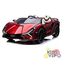 KIDSVIP Licensed 2-Seater Lamborghini Sian 4X4 24V Ride-On Car For Kids w/ RC - Red