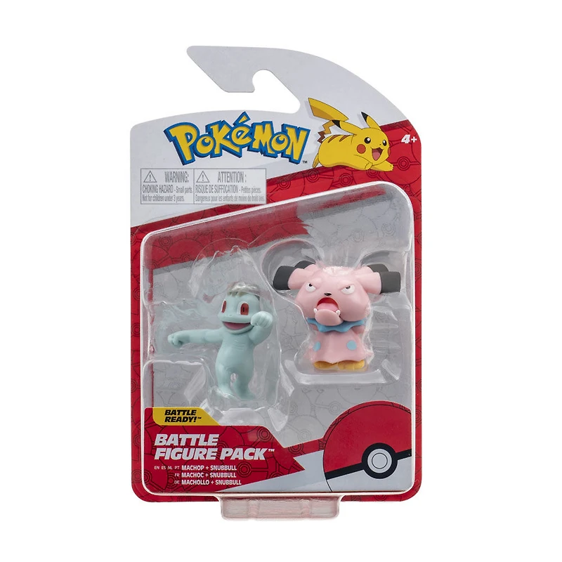Ensemble de 2 figurines de combat Pokémon - Machoc (Machop) et Snubbull