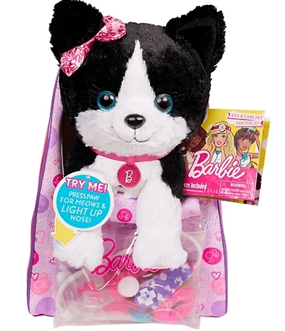 Barbie Vet Bag Set - Black and White Kitty with Pink Backpack