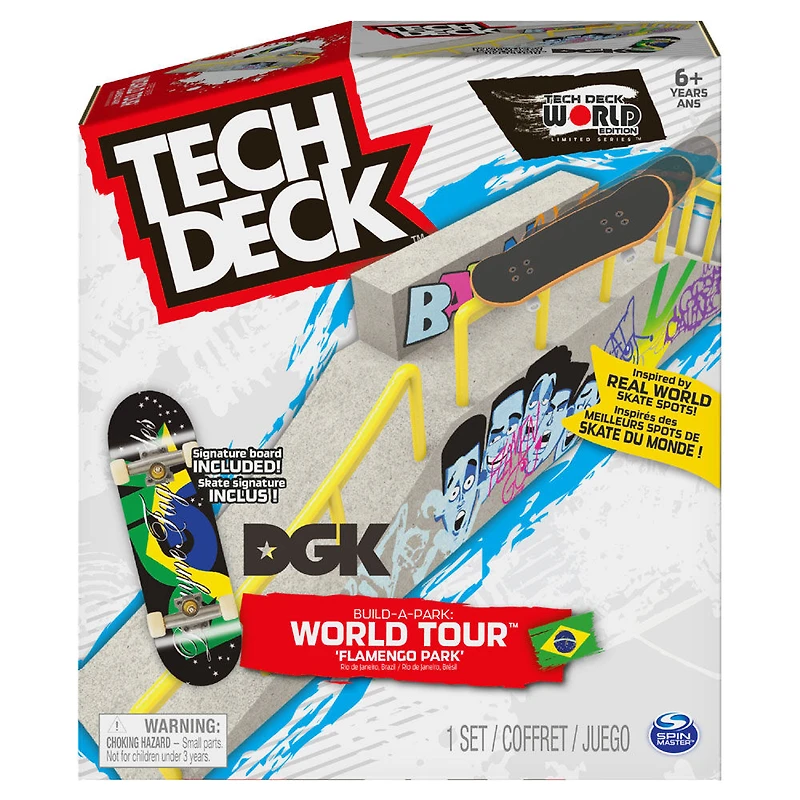 Tech Deck, Build-A-Park World Tour, Parc de Flamengo (Brésil), Coffret rampe avec fingerboard Signature - Édition anglaise