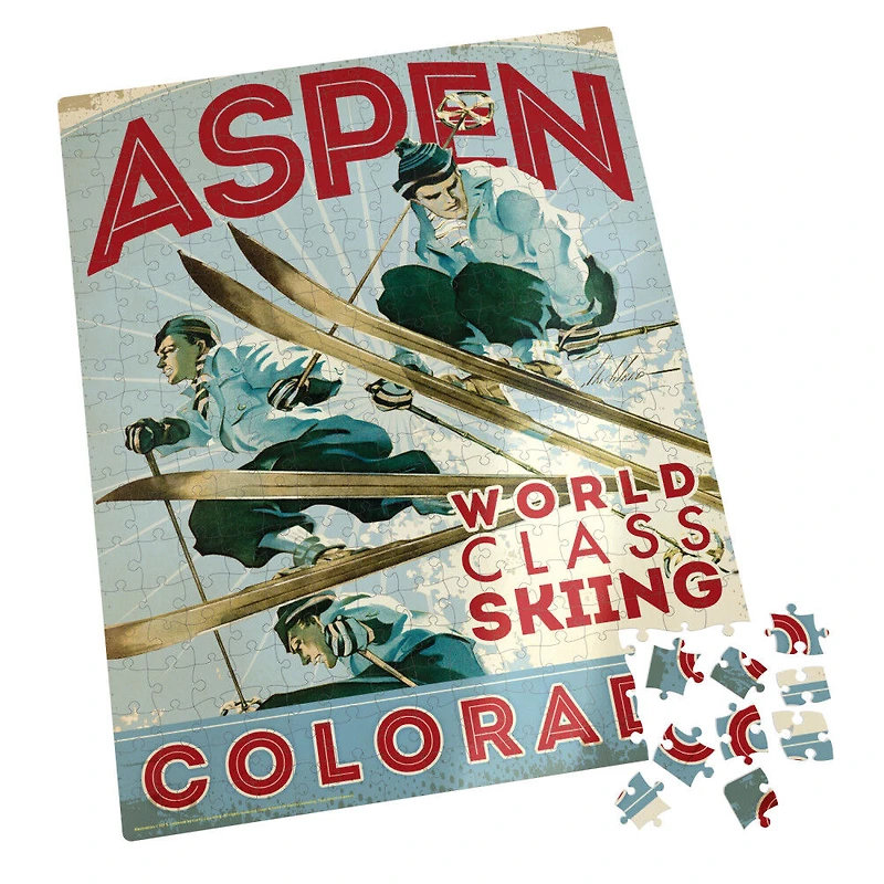 Spin Master Puzzles, Aspen Colorado 300-Piece Jigsaw Blueboard Puzzle Snow Skiing Travel Series with Poster
