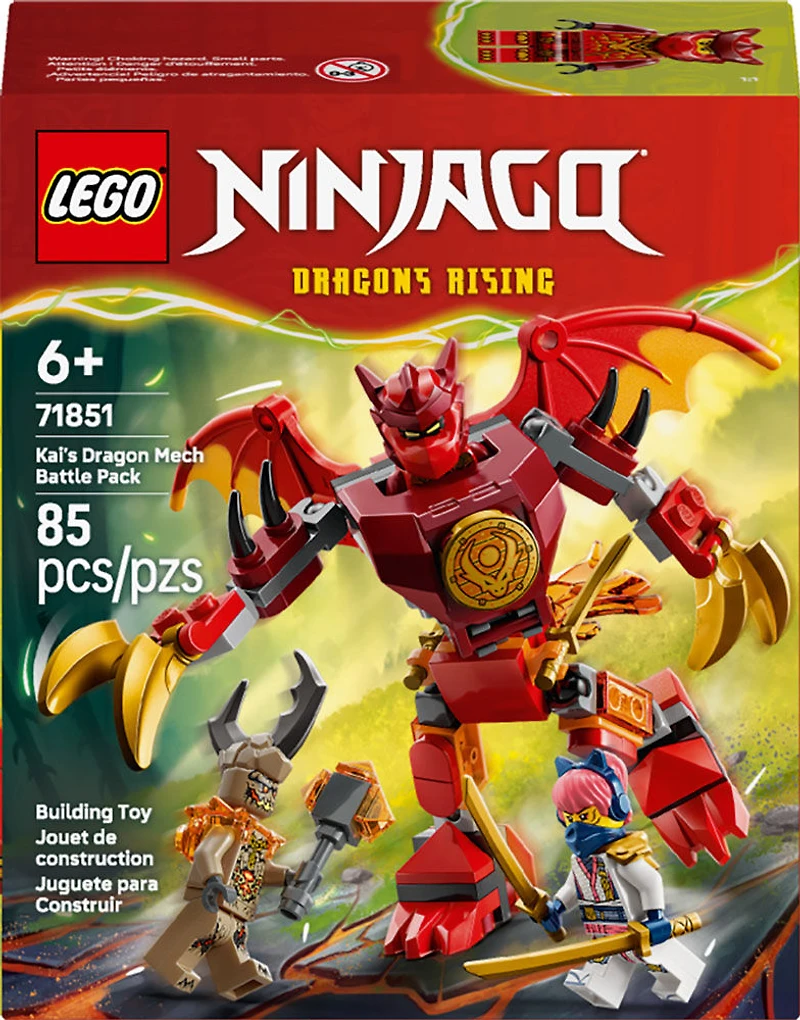 LEGO NINJAGO Ensemble de Combat : Rrobot Dragon de Kai, Jouet Robot, Ensemble de Jeu avec 3 Figurines 71851