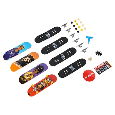 Tech Deck, Coffret de 4 fingerboards Ultra DLX, Skateboards Finessse, Mini skateboards personnalisables à collectionner