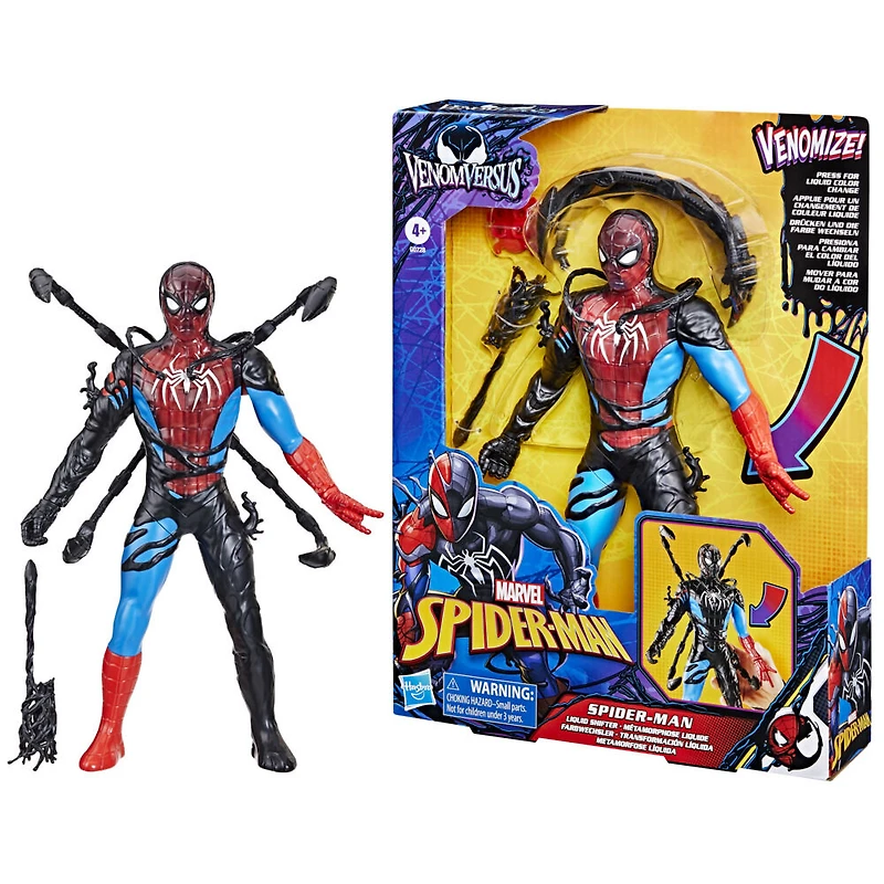 Marvel Spider-Man VenomVersus, figurine Spider-Man Métamorphose liquide avec accessoires