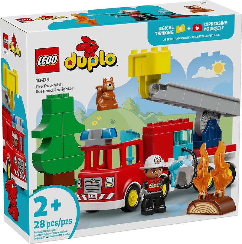 LEGO DUPLO Town Fire Truck with Hose and Firefighter Building Toy for Toddlers, Ages 2+ - 10473