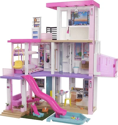 Barbie - Maison de poupée (109 cm), piscine, glissade, lumières, sons