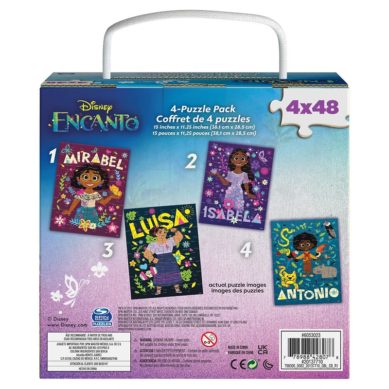 Disney Encanto, Coffret de 4 puzzles de 48 pièces faciles à assembler, personnages du nouveau film musical