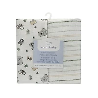 Lot de 2 draps en flanelle Koala Baby Woodland/Stripes