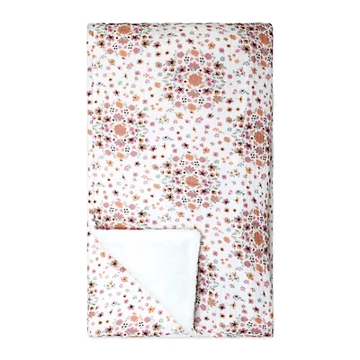 Baby Mode Signature Couverture en mousseline et peluche : motif floral rose