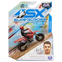 Supercross, Authentic Luke Clout 1:24 Scale Die-Cast Motorcycle with Rider Figure, for Kids and Collectors