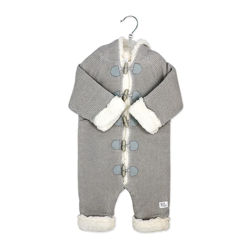 Rock a Bye Baby Combinaison en tricot véritable avec doublure en sherpa : gris 0-3 mois