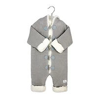 Rock a Bye Baby Combinaison en tricot véritable avec doublure en sherpa : gris 0-3 mois