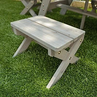 KidKraft - Ensemble de tabourets, parasol et table octogonale de bois, mobilier de jardin pour enfants, gris bois de grange et marine