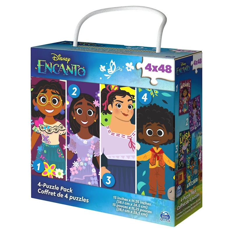 Disney Encanto, Coffret de 4 puzzles de 48 pièces faciles à assembler, personnages du nouveau film musical