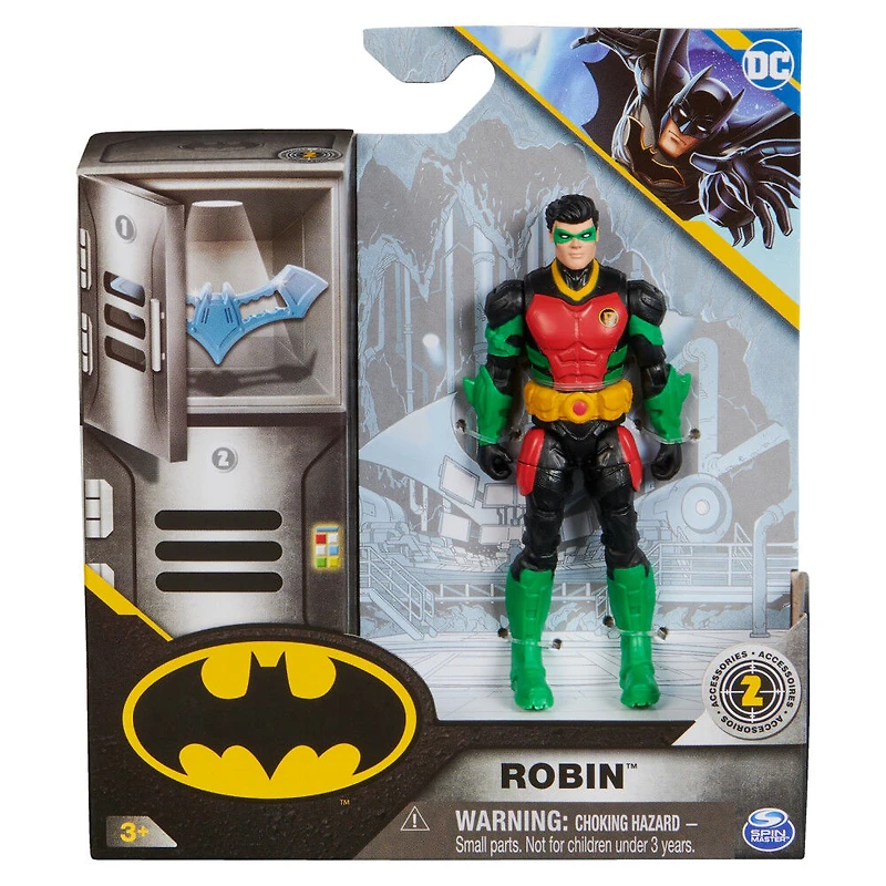 DC Comics, Figurine articulée Robin avec 2 accessoires mystère, 10 cm