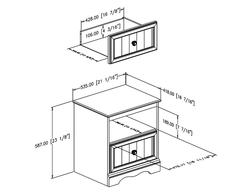 Savannah Table de chevet 1 tiroir Blanc solide