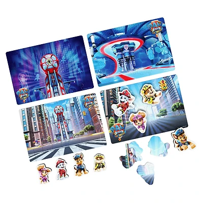 PAW Patrol: The Movie, Coffret de 4 puzzles en bois, Coffret cadeau de puzzles de 24 pièces chacun avec personnages interchangeables