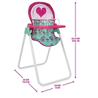 Chaise haute pour poupée avec 5 accessoires, Mint Heart