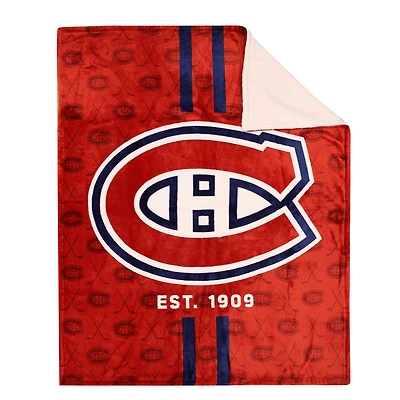 Couverture en polaire Sherpa à motif sportif des Canadiens de Montreal de la LNH(50 x 60)