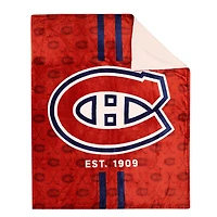 Couverture en polaire Sherpa à motif sportif des Canadiens de Montreal de la LNH(50 x 60)