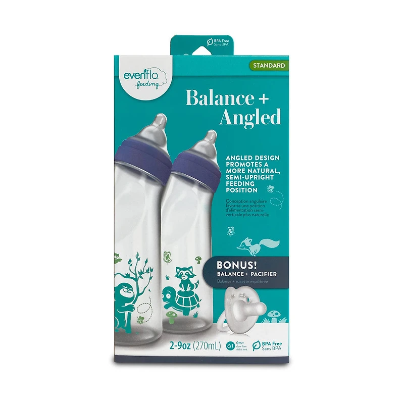 Balance+ Angled Bottle 9Oz 2Pack W Paci