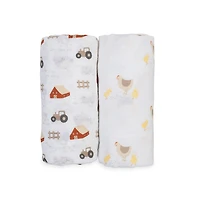 Lulujo - 2PK Langes en mousseline - Ferme + Poule e