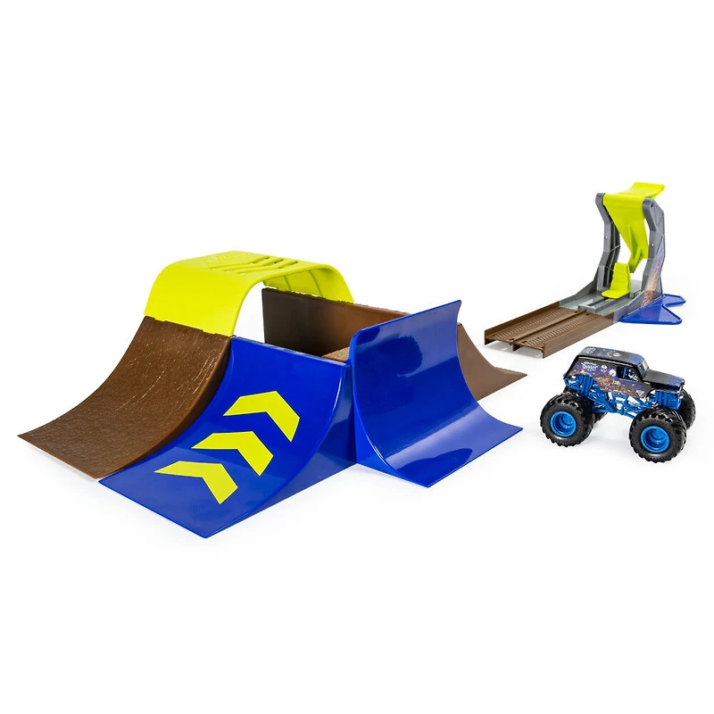 Monster Jam, Coffret Champ Ramp Freestyle officiel avec monster truck exclusif Son-uva Digger en métal moulé à l'échelle 1:64