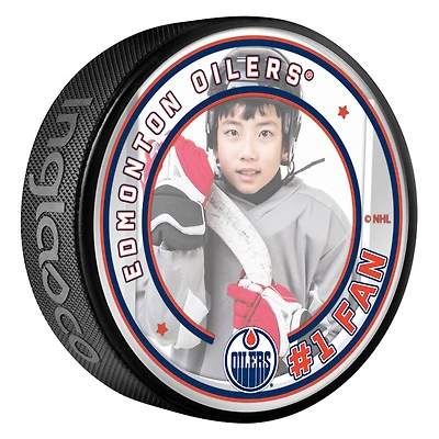 Rondelle des Oilers de Edmonton de la LNH avec insert photo en acrylique