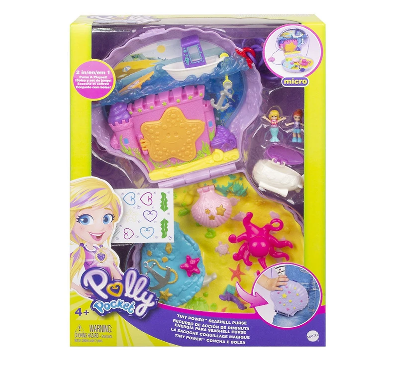 Polly Pocket - ​Coffret de jeu Compact la Sacoche Coquillage Magique