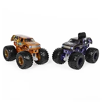Monster Jam, Monster trucks Mohawk Warrior vs Jester officiels qui changent de couleur en métal moulé, échelle 1:64