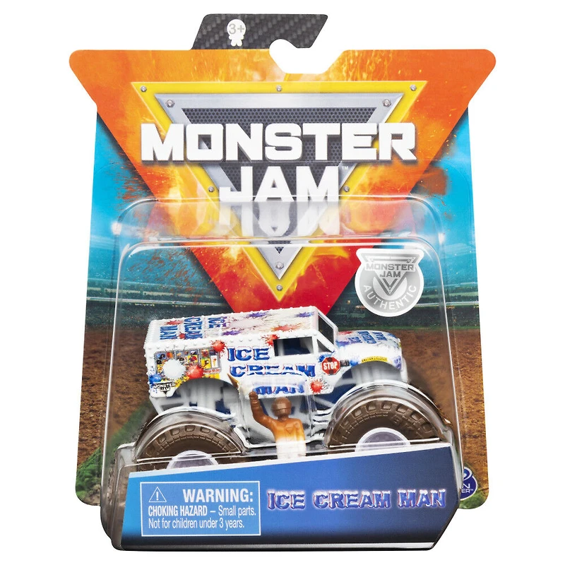 Monster Jam, Monster truck authentique Ice Cream Man en métal moulé à l'échelle 1:64, série Arena Favorites