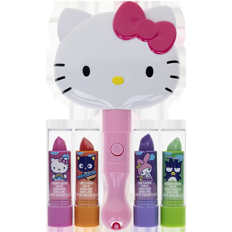 Baumes à Lèvres Hello Kitty en 4 Pièces avec Miroir Lumineux