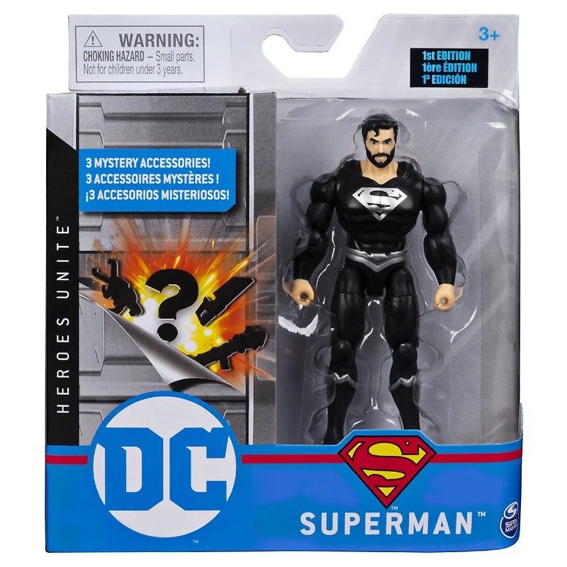 DC Comics, 4-Inch SUPERMAN Action Figure with 3 Mystery Accessories
