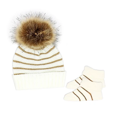 Baby Mode Knit Hat & Bootie Set 0-6M
