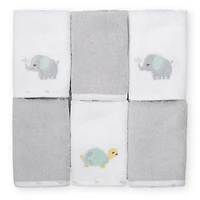 Koala Baby 6-Pack Washcloths, Grey Elephant