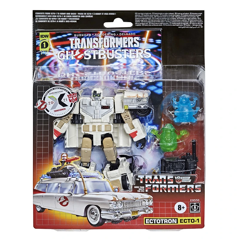 Transformers Collaborative Ghostbusters: Afterlife, Ecto-1 Ectotron Converting Figure with Comic Book - R Exclusive