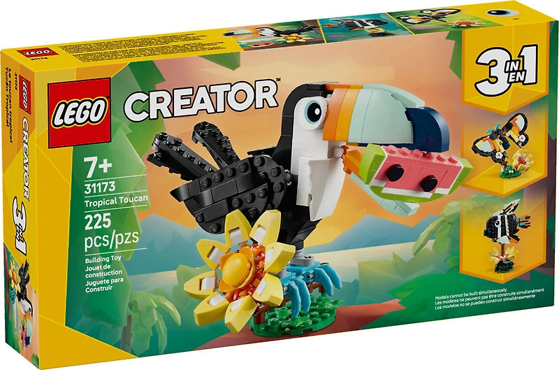 LEGO Creator 3 in 1 Wild Animals: Tropical Toucan Building Toy for Kids, Girls & Boys, Ages 7+ - 31173