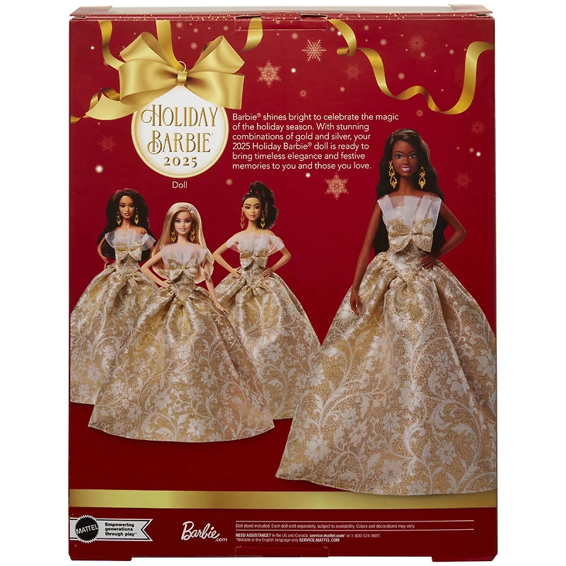 Barbie-Poupée Barbie Joyeux Noël 2025-avec robe argent et or