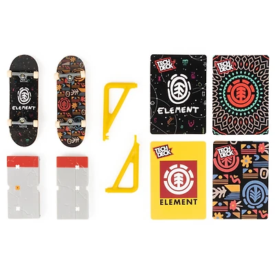 Tech Deck, Element Versus Series, Coffret de 2 fingerboards à collectionner et obstacle