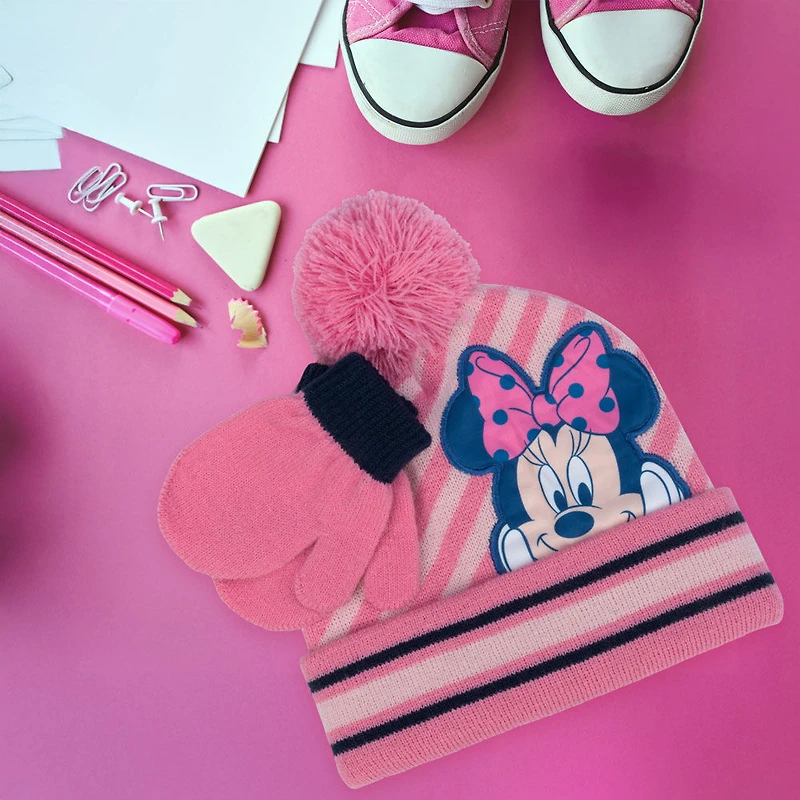 Minnie Mouse Ensemble Chapeau Et Gants Minnie Mouse Rose
