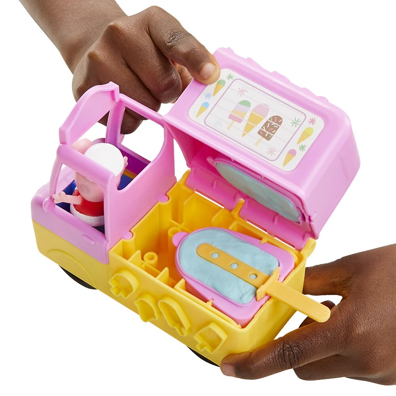 Play-Doh Peppa's Ice Cream Playset with Ice Cream Truck, Peppa and George Figures, and 5 Non-Toxic Modeling Compound Cans