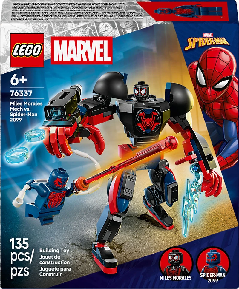 LEGO Marvel Miles Morales Mech vs. Spider-Man 2099 Building Toy for Kids, Ages 6+ - 76337