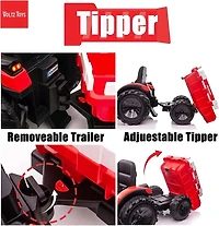 Voltz Toys Tracteur agricole avec pelle, pelleteuse et remorque