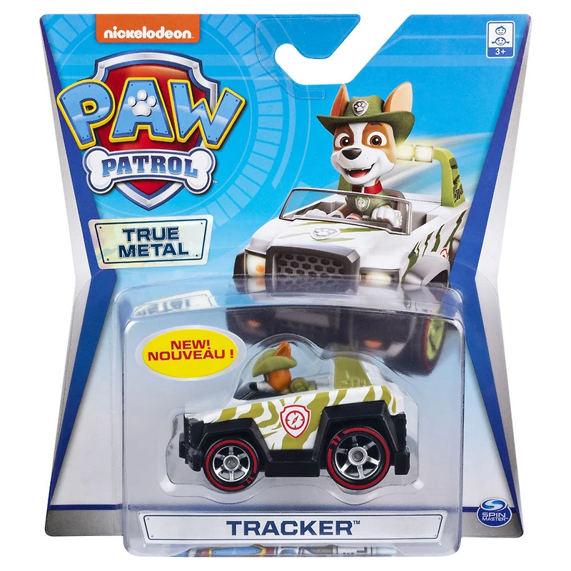 PAW Patrol, Véhicule Tracker en métal True Metal à collectionner, Série Classique à l'échelle 1:55