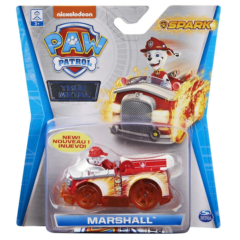 PAW Patrol, Véhicule Marcus en métal moulé True Metal à collectionner, Série Étincelle à l'échelle 1:55
