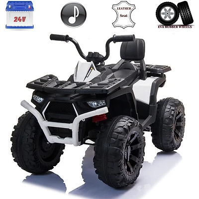 KidsVip 24V Enfants et Tout-Petits Titan Quad/ATV Voiture Eléctrique avec Commande à Distance - Blanc - Édition anglaise
