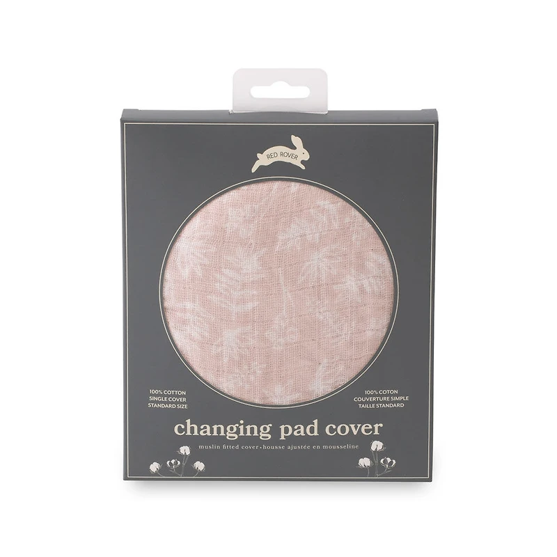 Housse de Matelas à Langer en Mousseline de Coton Red Rover - Pink Meadow - Notre exclusivité